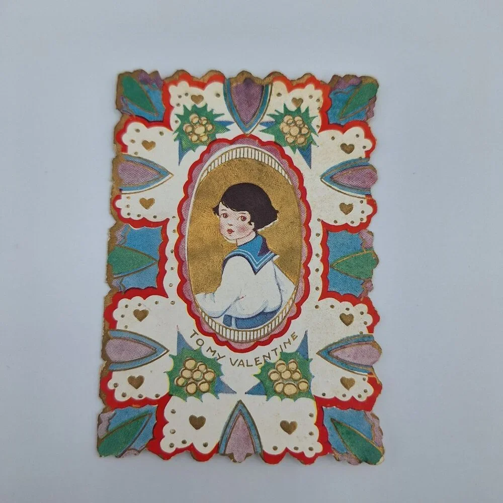 Vintage St‎ Valentines Day Greeting Cards Set Of 3 Mini Heart Bird Small 4 Inch